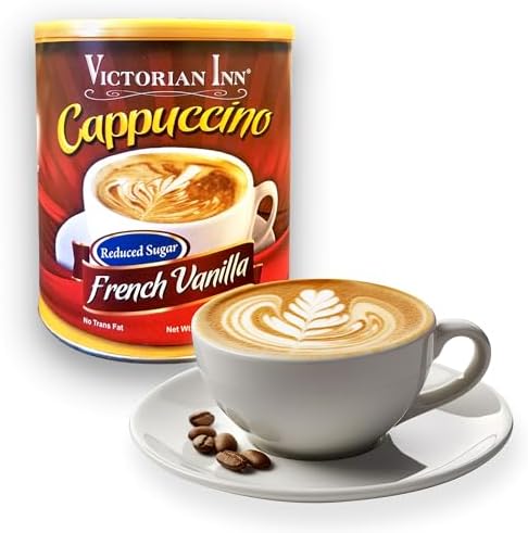 Victorian Inn Instant Cappuccino - French Vanilla - Reduced Sugar - Creamy & Delightful Coffee Mix - Great Hot, Cold, or Blended - Ideal as Coffee Creamer - 1.4 Pound (Pack of 6)