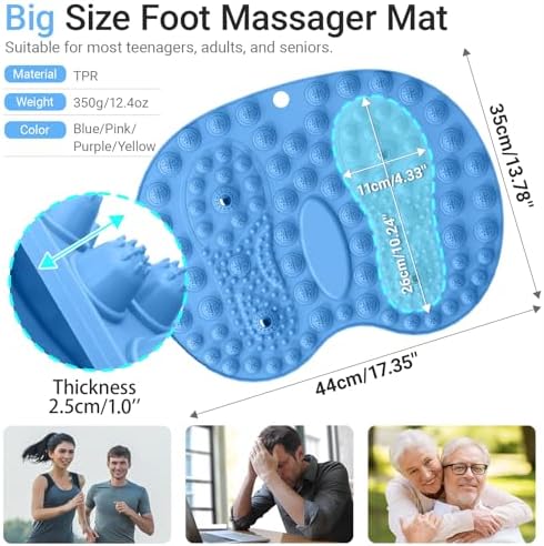 Foot Massage Mat, Big Foot Reflexology Mat with Magnetic Therapy, Foot-Shaped Acupressure Mat for Feet Relaxation, Under Desk Mat Pressure Point Mat for Pain, Fatigue and Stress Relief(Blue)