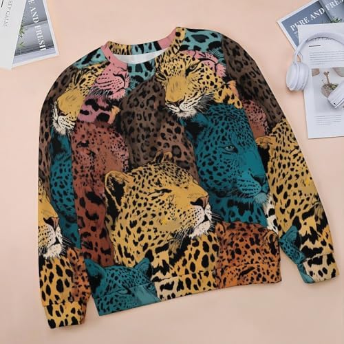 HOTYD Women's Animal Textured Sweatshirts Fashion Crewneck Long Sleeve Camo Sweatshirts Graphic Pullover Fall Clothes