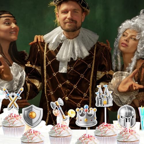 18pcs Medieval Cupcake Toppers Set Happy Birthday Armor, Castle Dessert Decoration, Medieval Renaissance Party, Boy and Girl Birthday Party, or Baby Shower Decoration, Birthday Gifts for Kids. LIANGSS