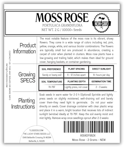 10000 Mixed Moss Rose Seeds - HOA Mười Giờ - AKA. Portulaca Grandiflora Mix, Moss-Rose Purslane, Eleven O'clock, Heat & Drought Tolerant 2 Grams