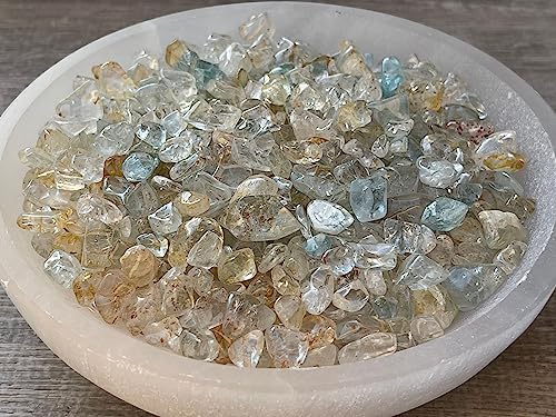 WHOLESALE Natural Semi Tumbled Lemon Topaz Gemstone Chips, Lemon Topaz Crushed Mini Crystals, Undrilled Crystal Chips (Lemon Topaz, 1 Pound)