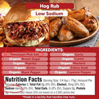 FreshJax Organic Hog Rub Pork BBQ Seasoning – 4.4 oz Sweet & Savory Dry Rub for Ribs, Pork Chops, Tenderloin & Roasts | for Grilling, Roasting & Slow Cooking | Low Sodium, Large Bottle - Made in USA