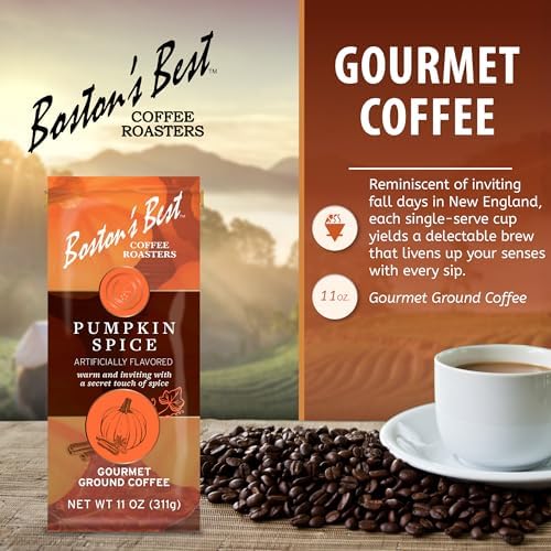 Boston’s Best Coffee - Fall-Inspired Pumpkin Spice Medium Roast Gourmet Delicious Flavored Coffee, Premium Ground - 11 oz. / 311 g Bag