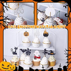Rsstarxi 36 Pack Halloween Cupcake Toppers Glitter Bat Little Boo Pumkin Cupcake Picks Witch Hat Spooky Ghost Castle Cat Cake Decorations for Halloween Theme Baby Shower Kids Birthday Party Supplies