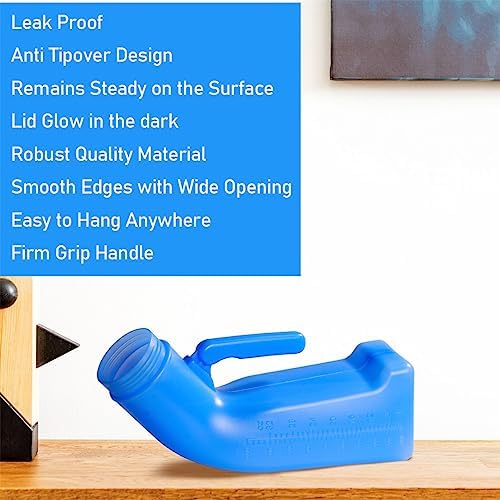 Urinal Bottle Male Urinals Portable Urine Bottle with Screw Lid 1200 ml Plastic Pee Bottles for Men