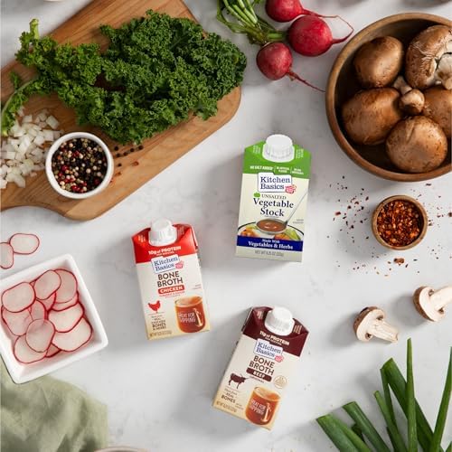 Kitchen Basics Unsalted Vegetable Stock, 8.25 oz (Pack of 12) | No Artificial Flavors and Gluten Free |