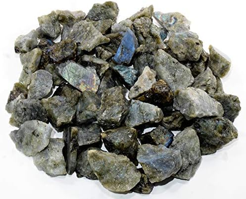 HQRP Labradorite Rough Stone Natural Spectrolite Crystal Cab Azure Flash Feldspar Mineral Rock for Carving from Madagascar - 5PCS