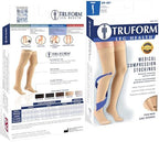 Truform 20-30 mmHg Compression Stockings for Men and Women, Knee High Length, Closed Toe, Beige, Small