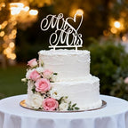 Mr & Mrs Wood Wedding Cake Topper - Bride & Groom Wedding decor for Engagement Party, Anniversary Decorations Supplies