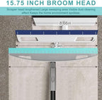 Multifunction Rubber Air Broom, Silicone Floor Squeegee Broom with 59" Long Handle, Scraping Broom for Floor Bathroom Kitchen Shower Tile Pet Hair Fur Marble Glass Water Window Foam Cleaning, Blue