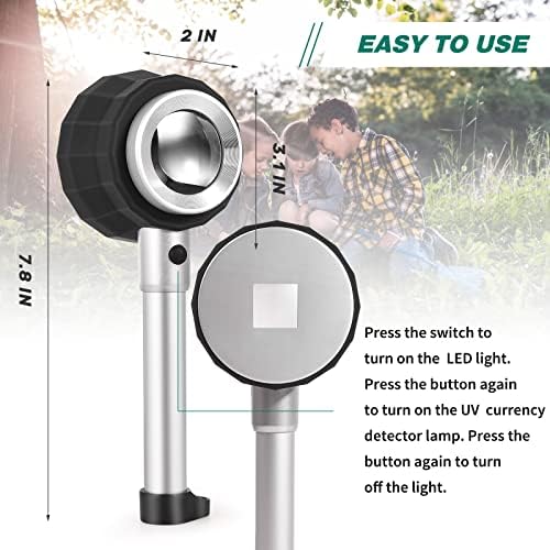 30X Handheld Magnifier with 6 Light, Jeweler Loupes Lighted Magnifying Glass-USB Rechargeable for Seniors Reading Coins Crafts Jewelry Hobbies