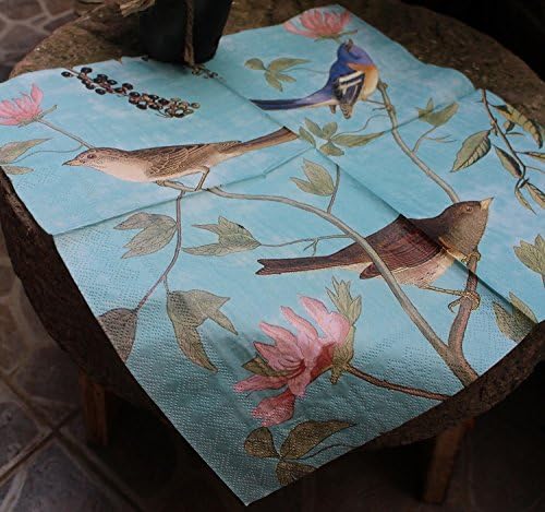 ALINK Decoupage Paper Napkins, Luncheon Tea Party Napkins Serviettes Printed Birds 20 Count 2-Ply, 13 x 13 Inch