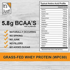 It's Just! - 100% Whey Protein Concentrate, Grass-Fed Pasture Raised, Made in Australia, RBST/rBGH Hormone Free, Premium WPC-80, No Added Flavors (Grass-Fed Unflavored, 1.25 Pound)