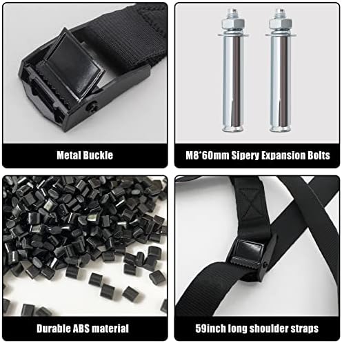 2PCS Propane Tank Holder, Gas Cylinder Wall Mounted Bracket, ABS Holder with Screws and Safety Chain Supported 4"-12", Suitable for RV Water Softener (Black)
