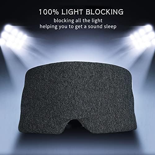 Sleep Mask for Men Women,100% Cotton Sleep Eye Mask with Fully Adjustable Strap, 100% Light Blocking Eye Mask for Sleeping, 0 Pressure Eye Covers for Travel Yoga Nap (Gray)