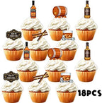 18pcs Brown Glitter Dessert Cupcake Topper Aged to Perfection Beer Festival Traditional Oktoberfest Festival Theme Decor Supplies Men Happy Birthday Decorations