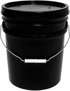 5-Gallon Bucket with Airtight Lid – Made in USA, Food Grade BPA Free Plastic, Heavy Duty Multi-Use, Metal Handle with Grip, Stackable Storage – Black, 1 Pack