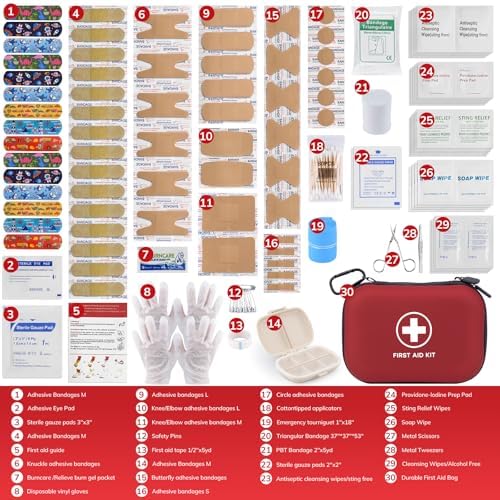Gifts for Men Christmas Mini First Aid Kit - 144pcs Emergency Medical Kit with Water-Resistant Hard Case for Home, Travel, & Outdoor - Portable First Aid Supplies for Minor Cuts, Burns, Bites & Stings