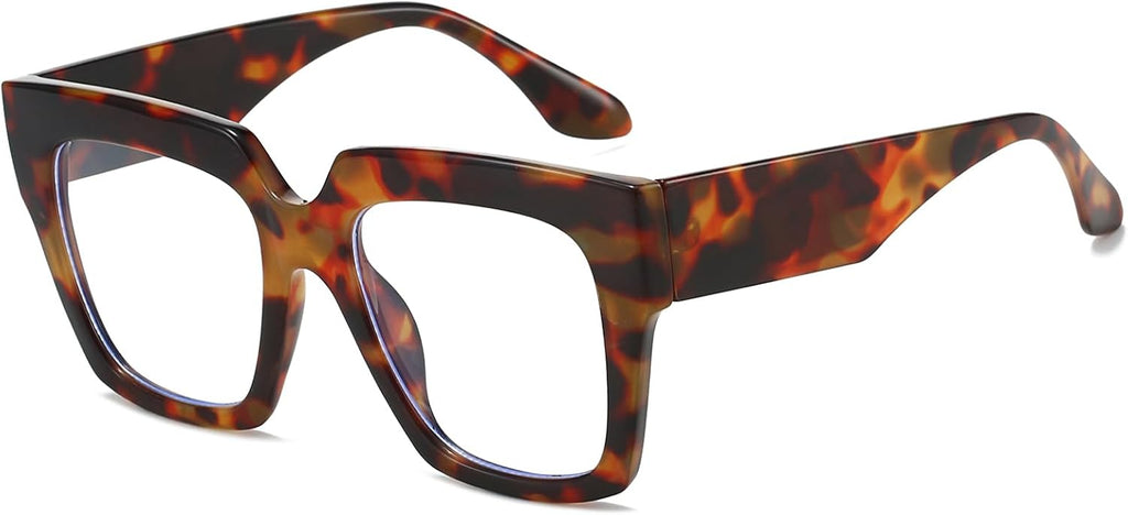 LJCZKA Oversized Square Blue Light Blocking Glasses for Women Men Computer Glasses Thick Frame Anti Eyestrain Headache