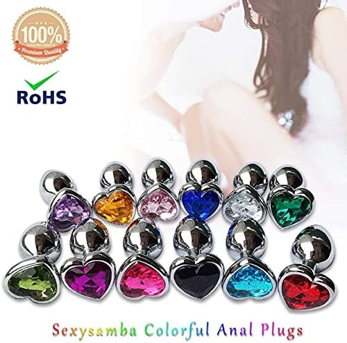 3Pcs Set Luxury Metal Butt Toys Heart Shaped Anal Trainer Jewel Butt Plug Kit S&M Adult Gay Anal Plugs Woman Men Sex Gifts Things for Beginners Couples Large/Medium/Small,Black