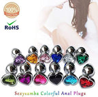 3Pcs Set Luxury Metal Butt Toys Heart Shaped Anal Trainer Jewel Butt Plug Kit S&M Adult Gay Anal Plugs Woman Men Sex Gifts Things for Beginners Couples Large/Medium/Small,Black