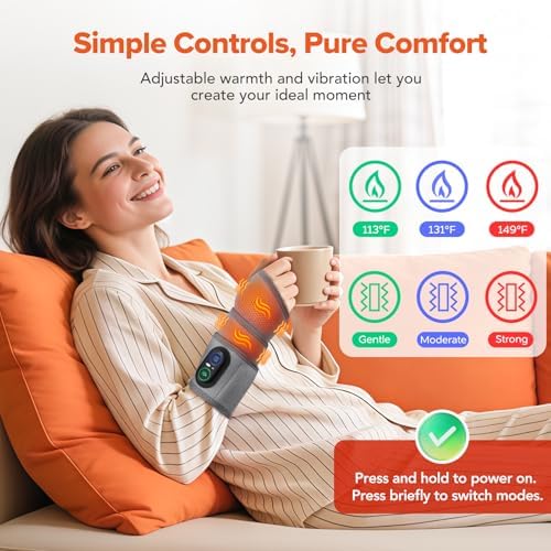 Cordless Wrist Heating Pad with Massage & Red Light, HSA Eligible FSA, Rechargeable Heated Wrist Brace Wrap for Carpal Tunnel, Arthritis, Wrist Massager for Pain Relief (Grey)