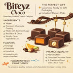 Biteyz Choco Turkish Delight, Vegan Candy Gift Box - Chocolate-Covered Assorted Treats with Orange, Pistachio, and Hazelnut, 25 Pieces of Gourmet Handmade Vegan Snacks