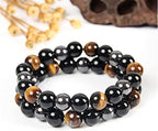 WFJ Black Obsidian Hematite Triple Protection Bracelets Set - Tiger Eye Beaded Natural Stone Bracelet for Men Women Gemstone (10MM)
