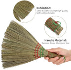 Small Natural Whisk Broom Straw Soft Broomstick with Handle Sweeping Duster Cleaning Supplies for Cleaning Kitchens Offices Homes Computers