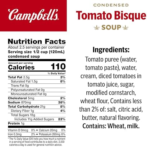 Campbell's Condensed Tomato Bisque Soup, 10.75 oz Can (12 Pack)