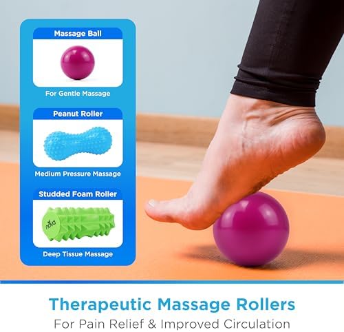 NOVA 3-in-1 Hot and Cold Massage Roller Set - Foot Roller, Gel Ball, and Peanut Roller for Plantar Fasciitis, Back Pain, Trigger Point Therapy - Deep Tissue Relief Kit with Travel Bag