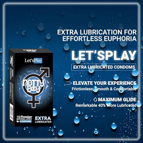 NottyBoy Lets Play Extra Lubricated Plain Condoms for Men - 30 Count | Sleek Texture | Over-Moistened | Super-Smooth | Natural Rubber Latex | Reducing Friction | Vegan