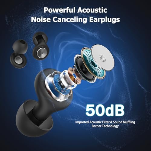 Ear Plugs for Sleeping, 50dB Noise Cancelling Ear Plugs for Noise Reduction, Reusable Silicone Sleeping Earplugs for Snoring, Concert, Shooting & Plane Travel with 8 Eartips Case