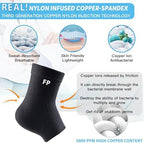 Ankle Support Brace for Women Men, 1 Pair Achilles Tendonitis Brace for Plantar Fasciitis Relief, Copper Infused Ankle Compression Sleeve with Adjustable Strap, Support for Sprained Ankle, Day&Night, Black, M