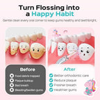 COSLUS T40 Portable Water Flosser for Kids: 4 Gentle Modes for Ages 6+, Braces & Sensitive Teeth - with Fun DIY Stickers, 4 Storable Nozzles, Mini Compact for Home School & Travel, BPA-Free, Pink