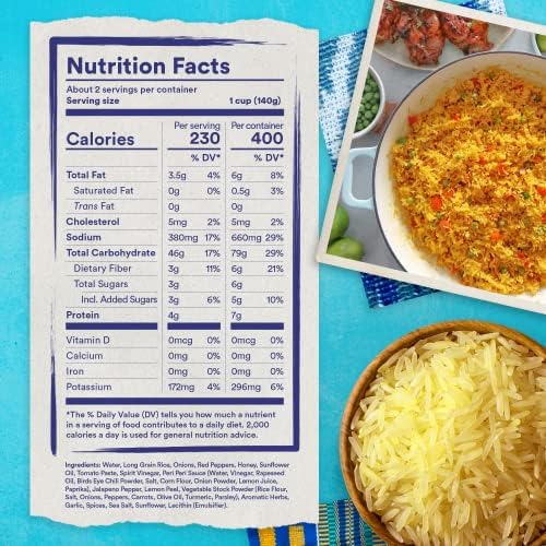 Tilda Ready To Heat Peri Peri Rice, No Artificial Colors, Flavors or Preservatives, Vegan & Vegetarian Friendly, Gluten Free & Non-GMO, 8.5 Ounce (Pack of 6)