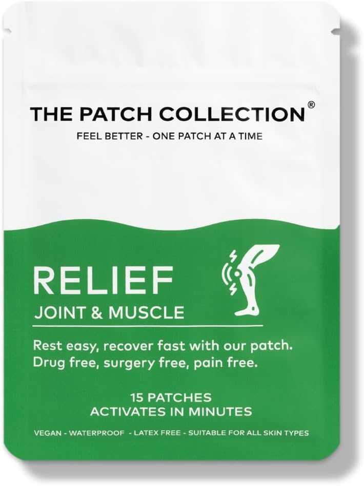 The Patch Collection® - Muscle and Joint Support Patch for Back, Neck, Shoulders, Knees, Feet Aches | Zinc Picolinate, Turmeric, Copper | Vegan & Latex Free (Pack of 15)