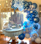 Blue Balloons Metallic Blue Balloon, 60Pcs 12Inch Chrome Blue Balloons Kit Macaron Light Pearl Navy Blue Latex Balloons for Birthday Wedding Party Decoration