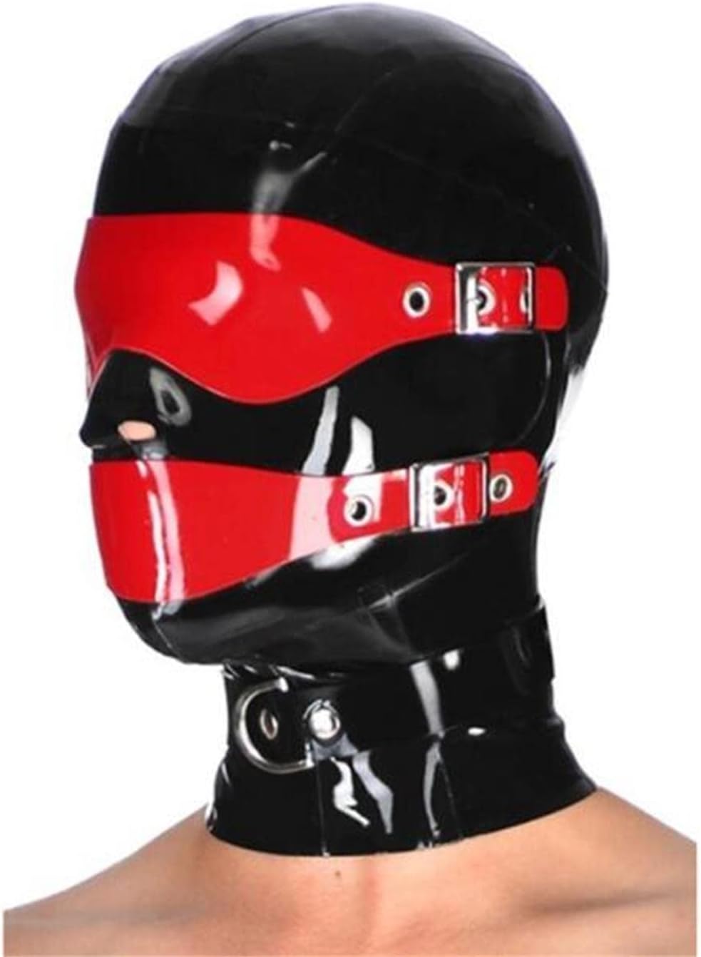 Latex Head Cover leather Rubber HeadMask All Inclusive Latex Hood for Cosplay Party Club Wear (2XL)