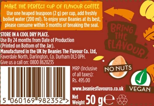 Beanies Flavour Instant Coffee -Pumpkin Spice Instant Flavored Coffee - Bold & Adventurous Full-On Flavor - An Indulgent Sugar Free Taste Explosion - Low Calorie - Vegan & Gluten Free - Wheat & Dairy Free, 50g jar
