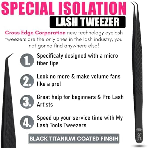 CEC isolation tweezers eyelash extensions Curved Degree Tweezers for Isolation Lash Extensions 14cm Best for Individual Isolation & Classic Lashes Japanese Stainless Steel Eyelash Twisers (Black)