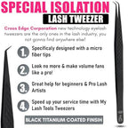 CEC isolation tweezers eyelash extensions Curved Degree Tweezers for Isolation Lash Extensions 14cm Best for Individual Isolation & Classic Lashes Japanese Stainless Steel Eyelash Twisers (Black)
