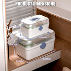 2-Pack Medicine Storage Box, Small & Large Portable Medicine Cabinet Organizer with Trays, Plastic First Aid Box Empty for Family, Medical Supply Organizer, Adult & Child Medication Separation