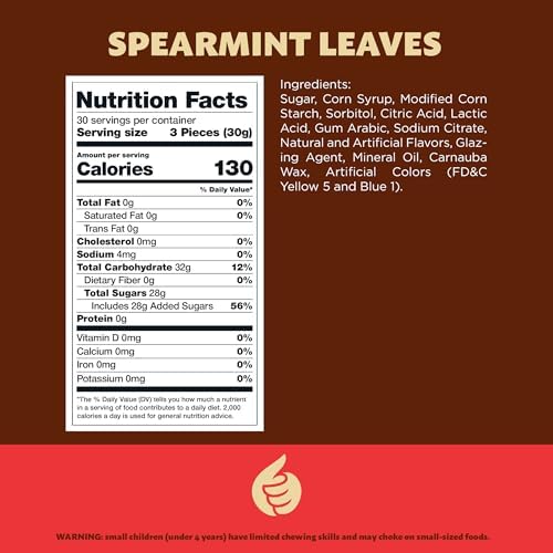 Spearmint Leaves 2-Pound Bag | Unwrapped Jelly Candy | Soft and Chewy Spearmint Candy Bulk | Old School Mint Jelly Treat for Parties and Everyday Snacking