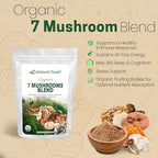 Z Natural Foods Organic 7 Sacred Mushrooms Blend - Mushroom Powder - Lion’s Mane, Cordyceps, Chaga, Red Reishi, Shiitake, Maitake & Turkey Tail Extract for Coffee, Smoothies, 7 oz