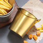 2Pcs Mini Gold Stainless Steel Serving Buckets - 4 Inch Small French Fry Holder & Snack Baskets for Fried Chicken, Candy, Ice Cubes - Elegant Table Decor for Party, Bar & Cocktail (Gold)