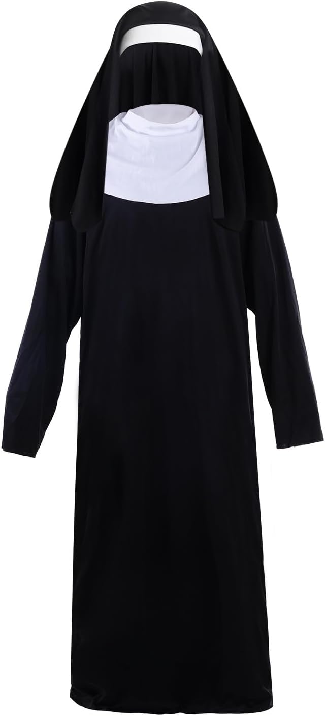 Nun Costumes for Women - Nun Outfit with Headpiece for Cosplay & Party Dress Up (2 Pcs)