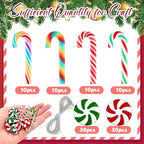 100 Pcs Mini Christmas Candy Cane Peppermint Ornaments Christmas Candy Cane Hanging Ornaments Holiday Party Decoration DIY Crafts,1 Inch