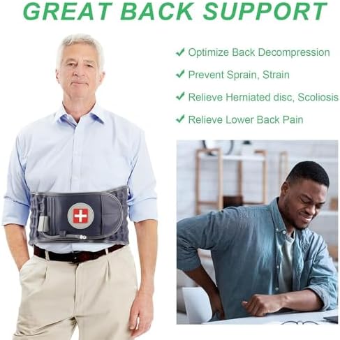 Decompression Belt for Lower Back Pain Relief and Lumbar Support, Spinal Decompression Belt for Woman and Men, One Size Fits 29-49 inches Waist, Decompression Back Brace for Sciatica (Blue)